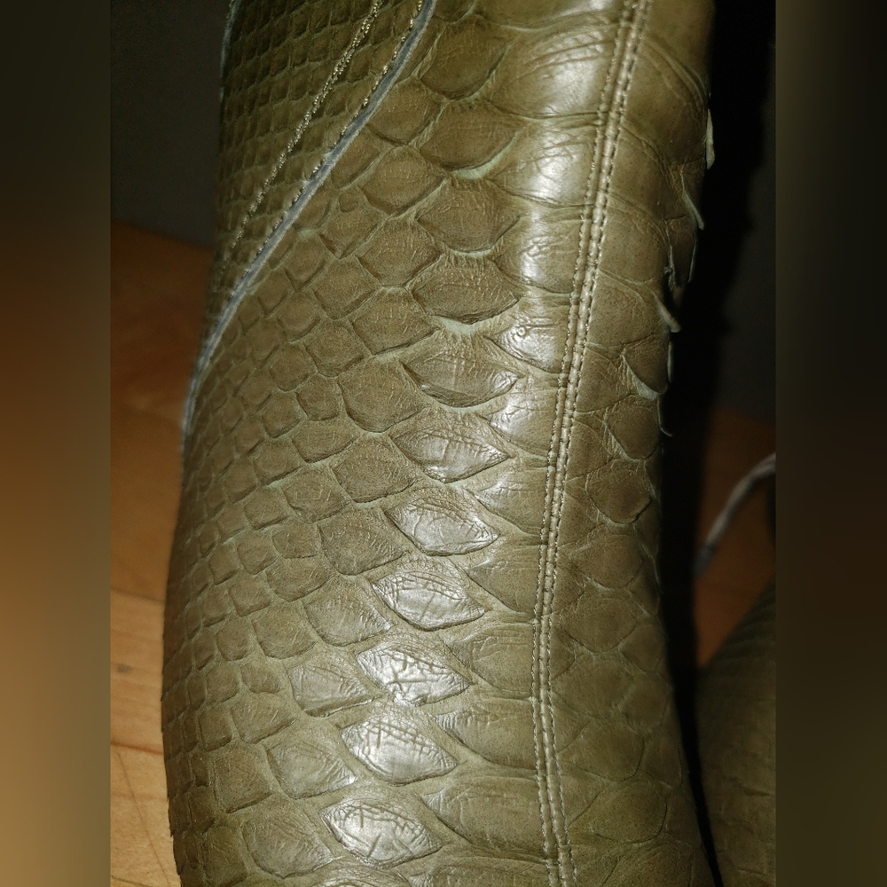 Rick Owens Olive Green Genuine Python Snakeskin W… - image 1